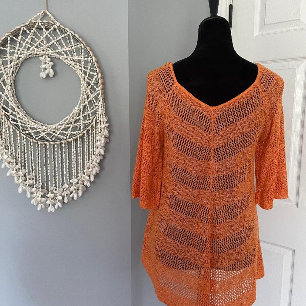 Orange Light Cable Knit Sweater